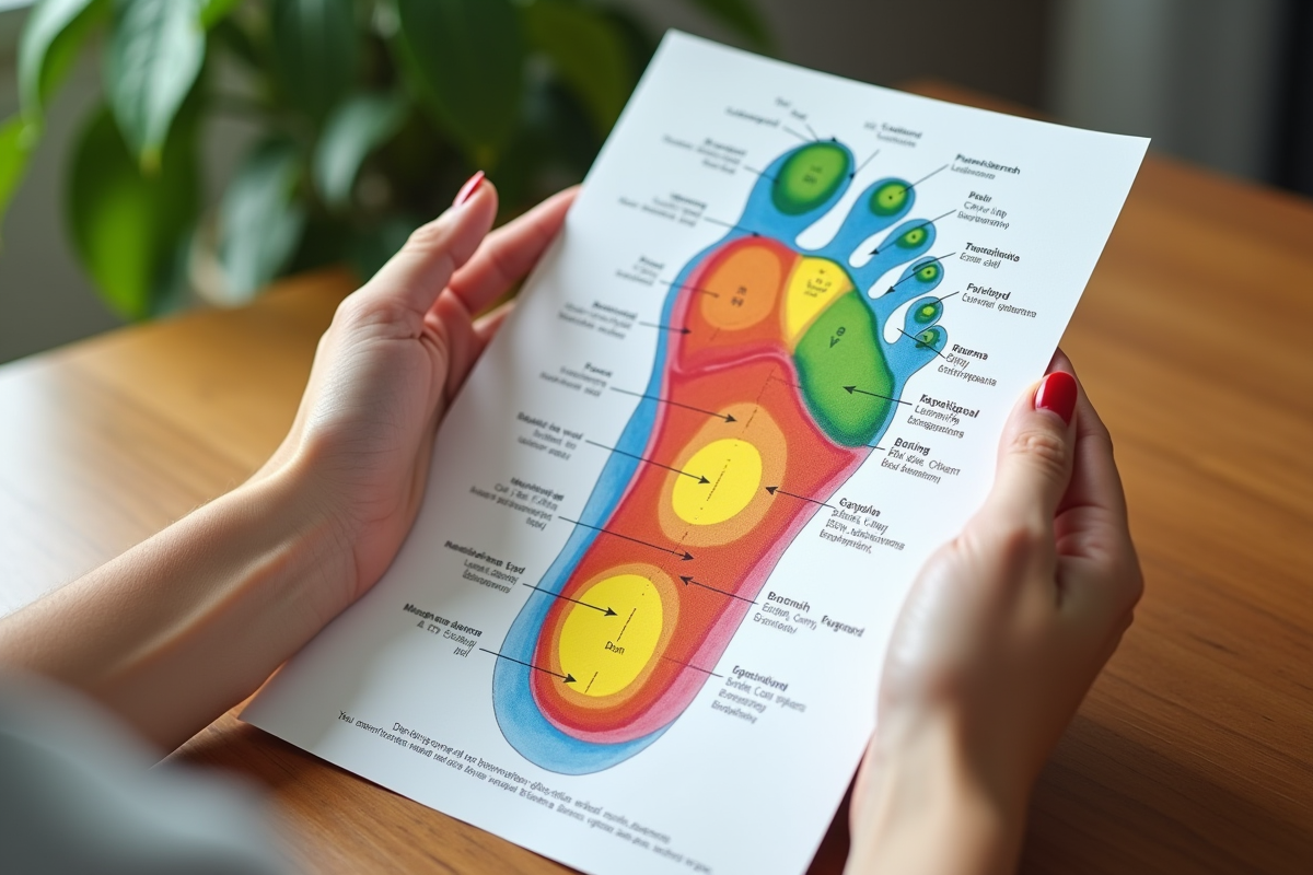Carte de reflexologie du pied tenue dans des mains propres