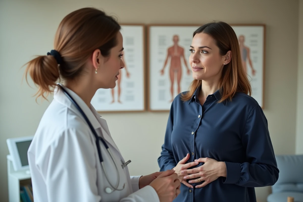 Femme consultant un médecin pour une douleur à l'aisselle gauche et à la poitrine dans un cabinet médical