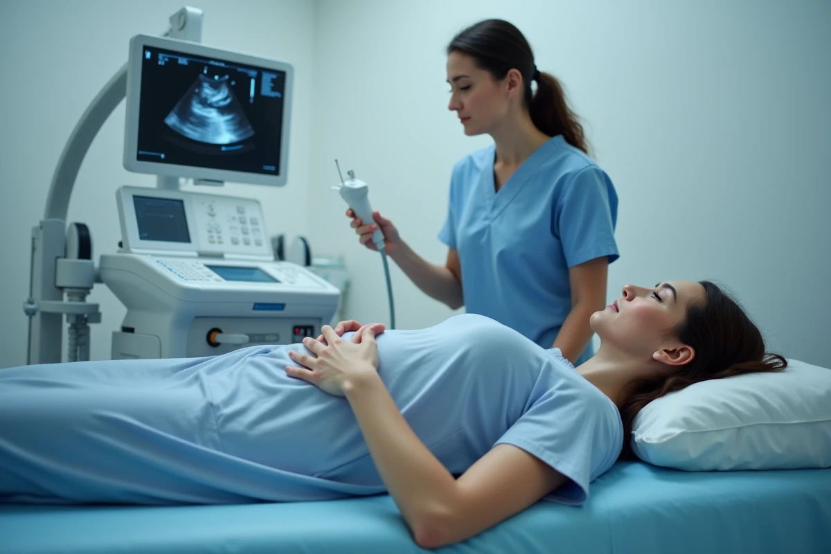 Échographie abdominale chez une femme de 40 ans pour diagnostic de kyste ovarien
