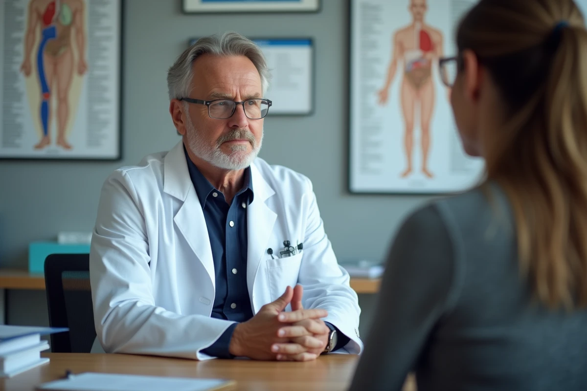 Endocrinologue homme dans son cabinet m&eacute;dical