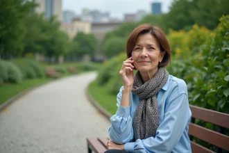 Femme d'âge moyen dans un parc urbain paisible