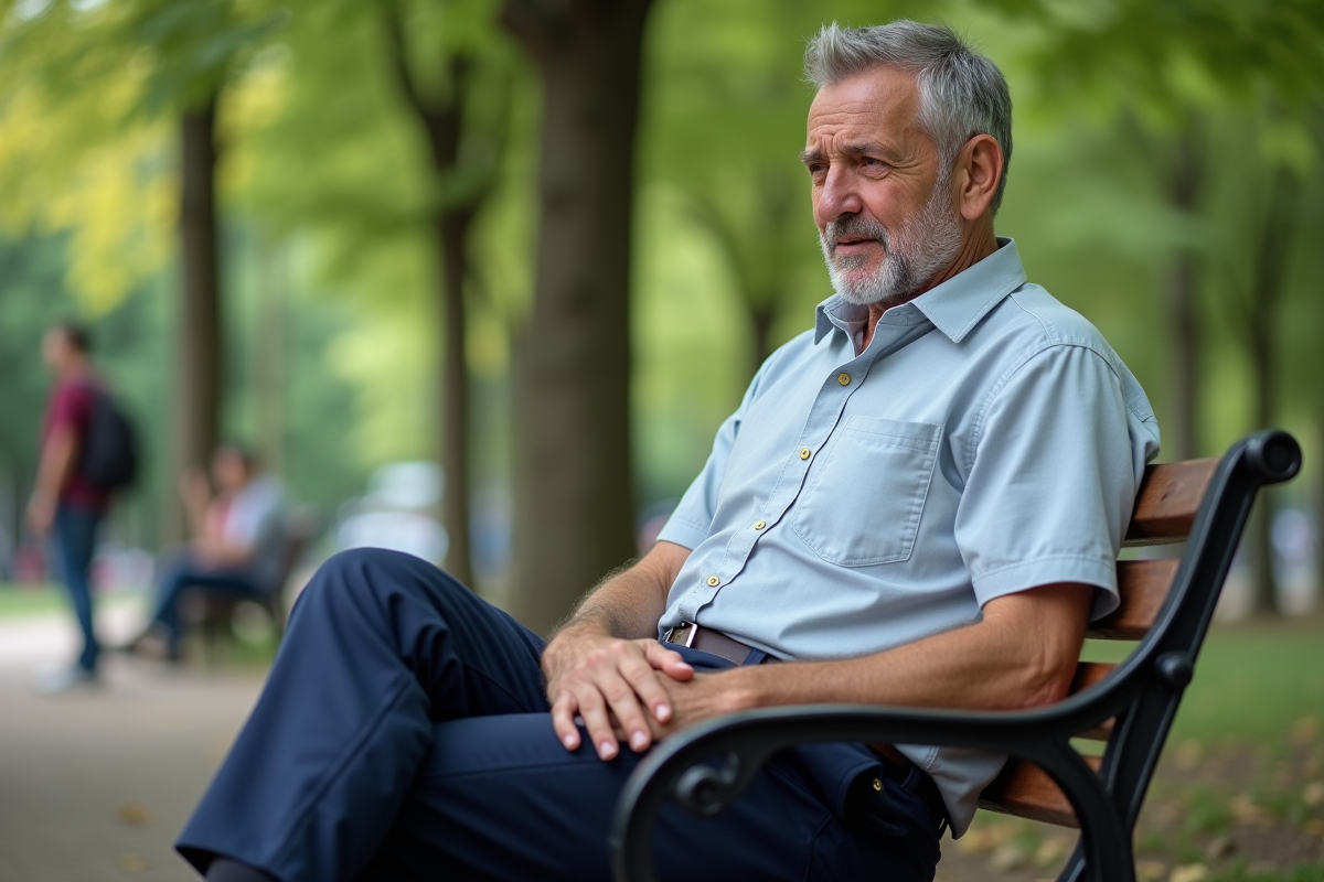 Homme d age moyen tenant un joint dans un parc urbain