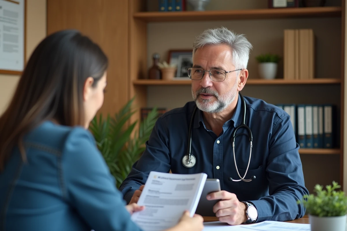 Médecin consultant des résultats d'études cliniques avec un patient dans un cabinet médical professionnel