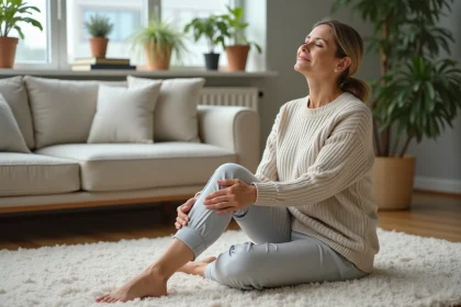 Femme assise en d&eacute;tente pour soulager la sciatique