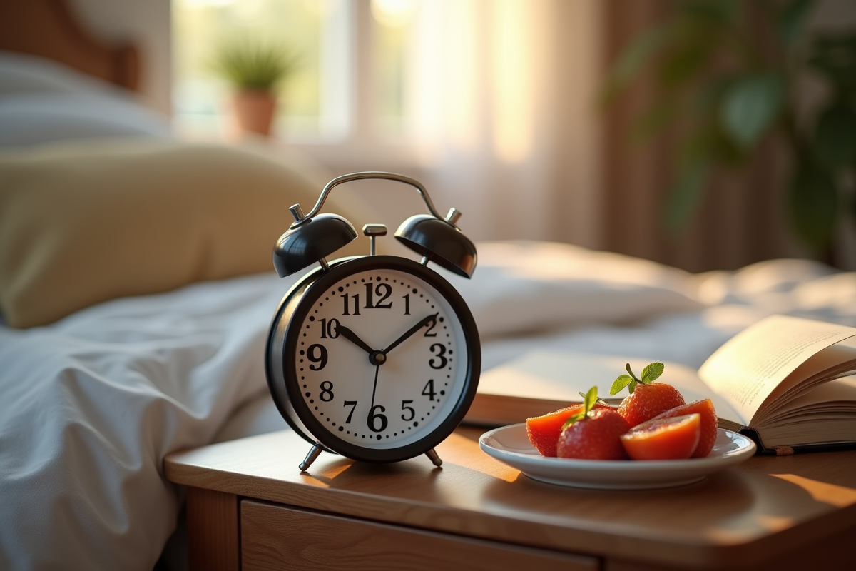 Reveil à 7h avec petit déjeuner et livre sur le sommeil