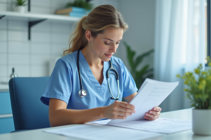 Sage-femme en blouse dans une clinique maternite